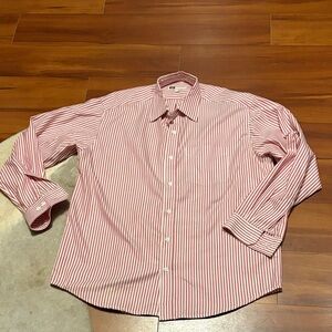 Tilley red and white striped cotton blend button-up Men's Shirt Sz L/G